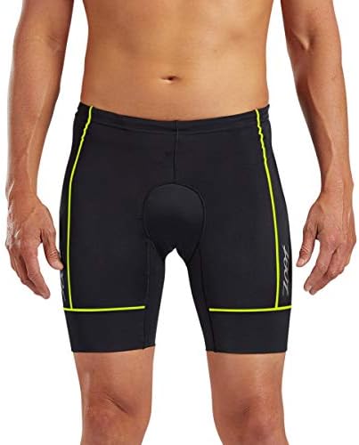Zoot Core Mens 7-Inch Tri Shorts - Performance Triathlon Shorts, Endura Fabric Hip Holster Pockets (Safety Yellow, Large)