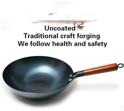 Wok con mango de madera 36 cm hierro fundido miniatura 2