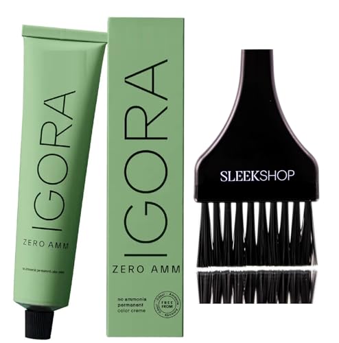 yper Comb + IGORA ZERO AMM No Ammonia Permanent Hair Color Creme Color, AMMONIA-FREE Haircolor Cream Dye Colour (w/SIeekshop Brush) (10-19 Ultra Blonde Cendré Violet)