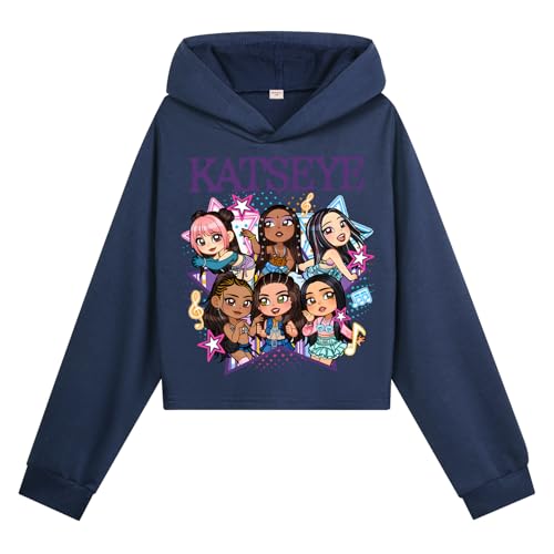Minhuaha Katseye Hoodie for Girls Fashion Hoodie Kids Tops (Royal Blue 11 Years)