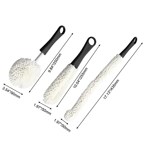 Image of BokWin 3 Pcs Decanter Cleaner Set, Black | Flexible Wine Bottle Cleaning Brush, Decanter Cleaning Balls, Scourer Cleaning Tools