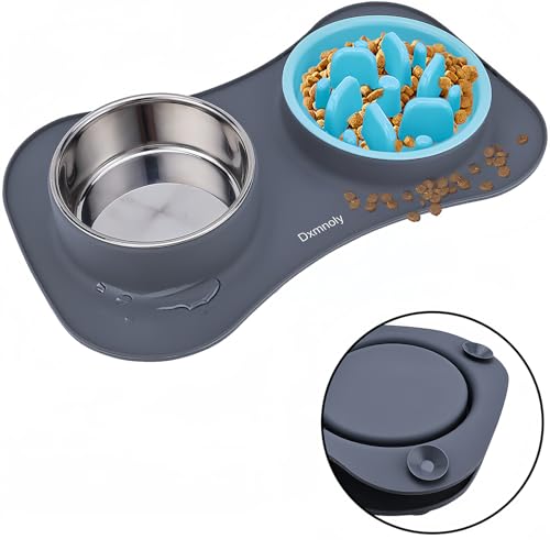 Slow Feeder Dog Bowls Antichoking Puzzle Food Bowl Antislip Interactive Pet Slow Feeding Dishes Bloat Stop Maze Slow Feeding Dog Bowl with Bpa Free Silicone Mat for Small and Medium Dog Pet Grey  Cucciolini Doodles Slow feeder dog bowls anti choking puzzle food bowl anti slip interactive pet slow feeding dishes bloat stop maze slow feeding dog bowl with bpa free silicone mat for small and medium dog pet grey   cucciolini doodles