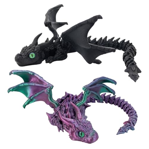 GxouQcn 3D Printed Dragon, 2 PCS 3D Printed Animals Fidget T