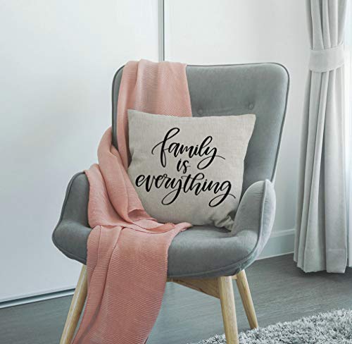Ssoiu Motivational And Inspirational Quote Throw Pillow Cover, Family Is Everything Cotton Linen Decorative Throw Pillow Case Cushion Cover Square 18 X 18 Inches #TOP3