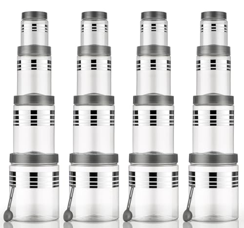 Image of Kitchen Storage Container Set, Transparent, PET Material, Airtight, Round, 1200ml 650ml 350ml 250ml, (Pack Of 16)