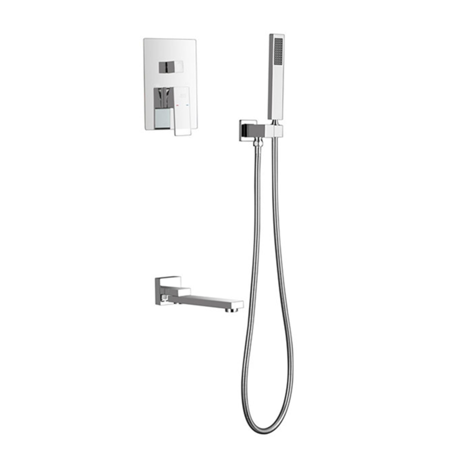 WOTZOV Concealed Shower Mixer Taps Wall Mounted 2 Functions Hot And Cold 180° Rotation Concealed Bath Mixer Tap Shower Mixer Tap Set For Bath Grey, Gray，Chrome