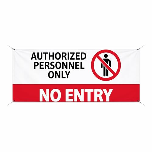 Authorized Personnel Large Banners and Signs for Outdoor by BCB Print | Construction Polyester Banner with 4 Hole for Easy Hang Indoor & Outdoor | 2.5x1ft Banner to Promote Business | HD Made in USA