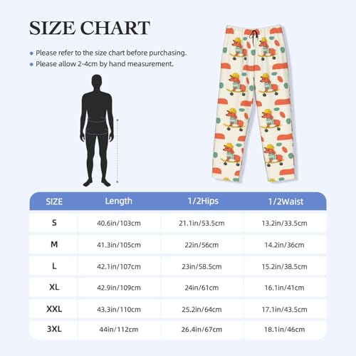 Mens Pajama Pants - Skateboard Dog Cute Print Soft Sleep Lounge Pants For Men, Casual Pj Bottoms With Pockets3