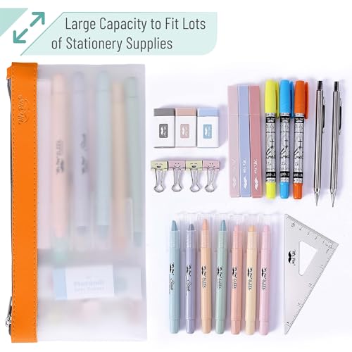 Image of Mr. Pen- Clear Pencil Pouch, 8.50 inchx4.25 inch, 3 Pack, Durable TPU Material, Medium Water-Resistant Pencil Bags with Smooth Zipper, Multipurpose Clear Pouch for Stationery, School, Office, Travel Supplies