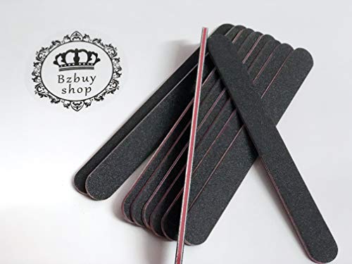 Bzbuy 10 PCS Professional Double Sided Nail Files Emery Board Grit Black Gel Cosmetic Manicure Pedicure