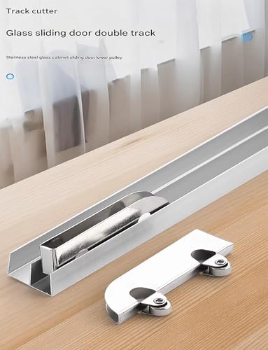 Riel de puerta corredera de vidrio acrílico, riel guía de polea deslizante doble suave para una fácil instalación