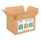Large Shipping & Moving Boxes 20 x 16 x 12 inches (5-Pack) - Extra Strength 200 lb vs Regular - USA-Made Corrugated Packing Boxes for USPS/FEDEX - Heavy Duty Moving Box - Box Large by IDL Packaging