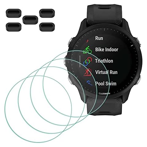 MTHGH Tempered Glass Screen Protector for Garmin Forerunner 955/955 Solar Smartwatch [4 Pcs] + Anti-dust Plugs 5Pcs, 9H Hardness Sensitive Touch Bubble Free Film Ultra-Thin Protective Cover Cover