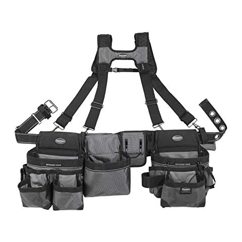 Bucket Boss Mullet Buster 3 Bag Tool Belt with Suspenders in Grey, 55135, Black, full size Cover