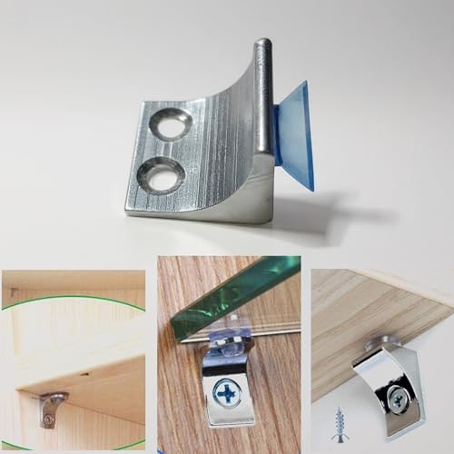 Image of Atlantic Glass Shelf Right Angle Fixing Clip Bracket Aluminium with Suction Cup (Silver, Standard Size) -Pack of 40 Pieces