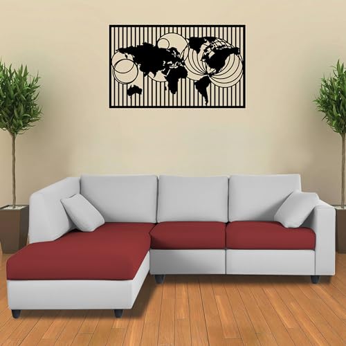 Image of Florian LHS 4 Seater L Shape Sofa Set for Living Room (Maroon Grey Fabric) Premium Fabric Sofa