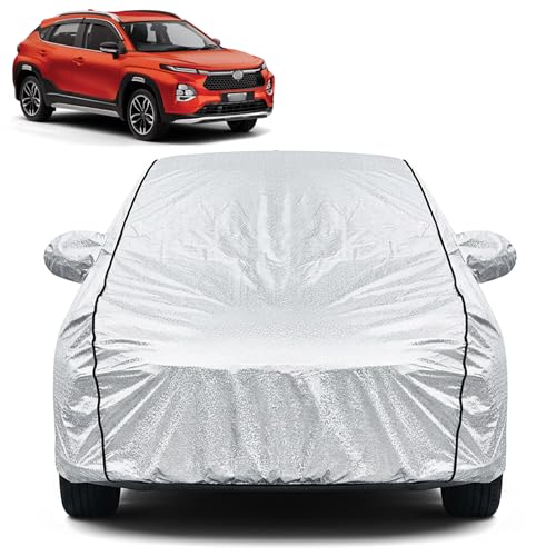 Image of Waterproof Car Cover for Toyota Taisor | Dustproof, UV Resistant & Scratch Protection | Soft Cotton Lining | Triple Stitched | Mirror Pockets & Elastic Fit | Silver