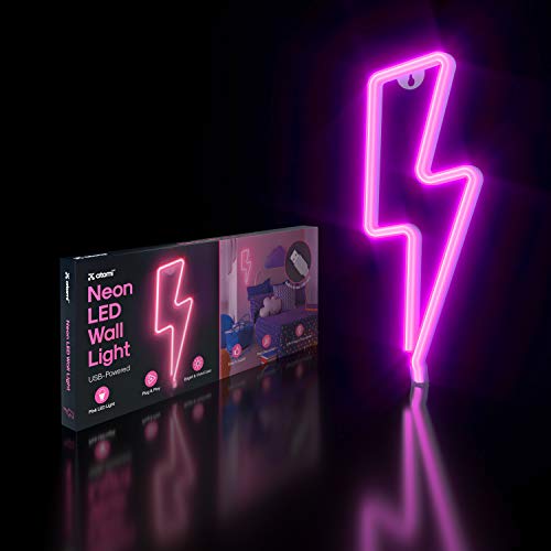 Image of Atomi Smart Neon LED Light I Decorative Wall Art for Bedrooms, Bars & DIY Designs I USB Powered, 10 ft Cord - Bolt- Pink