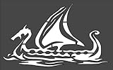 Viking Ship Logo Stencil Reusable Sturdy Flexible Clear Plastic 1-5x8 in Arts and Crafts Material Scrapbooking for Airbrush Painting Drawing