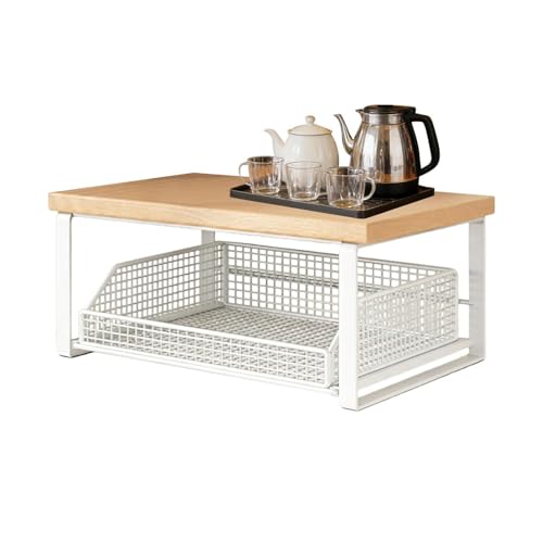 Étagère de rangement de bureau double couche compacte en bois pour support pour dosettes de café - 7