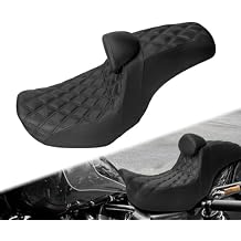One-Piece Driver Passenger Seat Motorcycle Two-Up Seat Fit for Harley Dyna Super Glide Street Bob Wide Glide Fat Bob Low Rider Switchback 2006-2017 Black Stitching