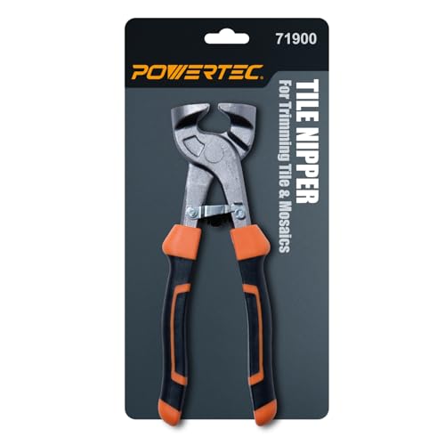 Image of POWERTEC 8 inch Tile Nippers with Ergonomic Grip, for Trimming Tile and Mosaics to Desired Shape on Glass, Ceramic and Porcelain Tile up to 3 /8 inch Thick, 1 Pack (71900)