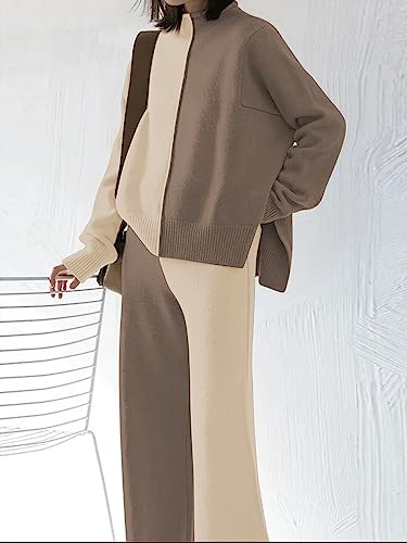 Image of TOLENY Women's 2 Piece Lounge Sets Pullover Sweater and Wide Leg Pants Tracksuit Outfits