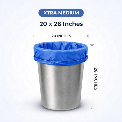 Image of Garbage Bags /Dustbin Bags - 120 Micron Heavy - Duty Trash Bags (20 x 26 Inches) - Extra-Medium Leak -Proof Bin Liners for Kitchen, Office - 500g Pack (Blue, Pack of 2) - 20 Bags