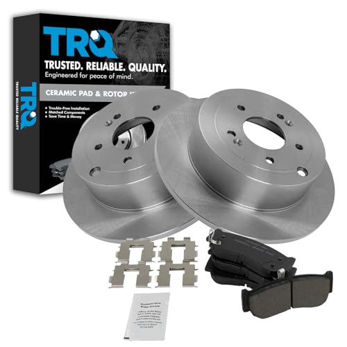Image of TRQ Rear Brake Pad and Rotor Set Ceramic Solid Rotors