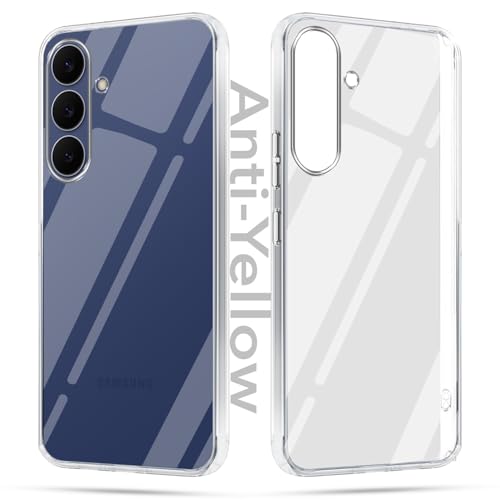 Image of Jkobi Lifetime Anti-Yellow Clear Back Cover Case for Samsung Galaxy S25 FE (Sleek Hard Crystal | Shockproof and Camera Protection)