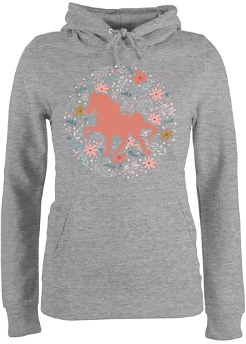Shirtracer Pullover Damen Hoodie Frauen - Pferde - Pferd mit Blumen - XS -...