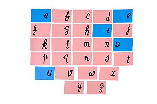 Kidken Sand Paper Letter tracing Cursive | Montessori Sandpaper Cursive | Wooden English Cursive Alphabet Tracing | Montessori Toy for...