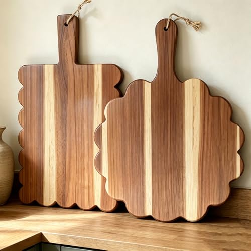Set de 2 tablas de cortar de madera de acacia con mango