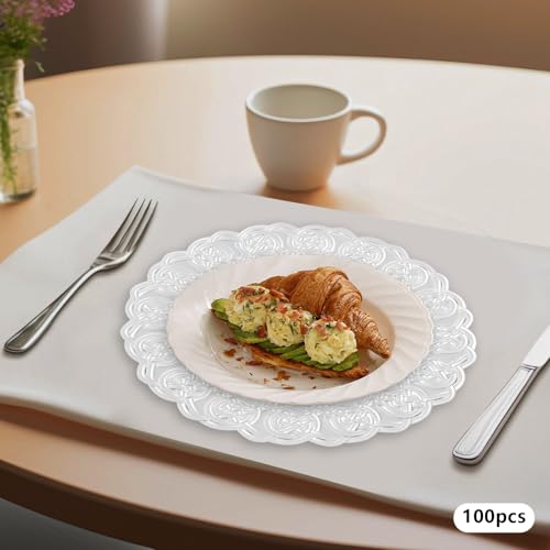 PERFERATE juego 100 platos redondos 13 pulg plata miniatura 2