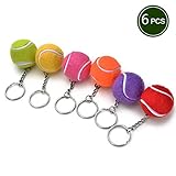Sport Style Tennis Ball Key Chain Key Ring 6 Color Set Best Gift for Sports Fans - 6 Pack