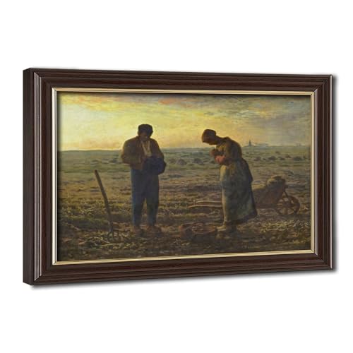 Poster Angélus Jean François Millet impression sur toile avec cadre à suspendre
