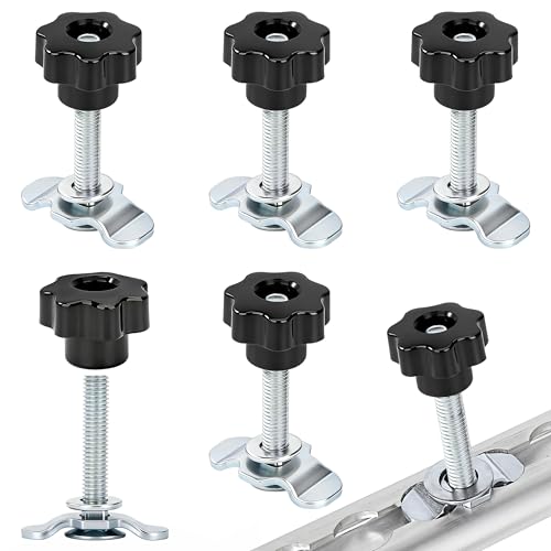 Tunejoy 6 Pièces Raccord à Visser Rail Airlin en Acier Galvanisé M8×60mm Rail D'arrimage D'extrémité avec Poignée Boutons en Etoile pour la Fixation des Charges sur Les Rail Aero et Caravanes