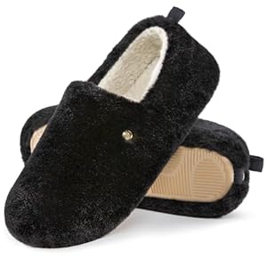 EverFoams Women’s Closed-back Slippers Fuzzy Faux Wool Soft Lightweight Non-slip House Shoes