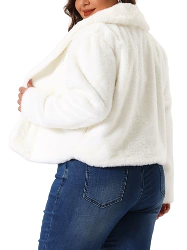 Agnes Orinda Plus Size Jacket for Women Winter Cropped Lapel Shrug Long Sleeve Faux Fur Fluffy Coat4