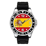 Bandera de España Timest - Bandera de España - Reloj Unisex con Correa de Silicona Negro Analógico Cuarzo SE0533SB