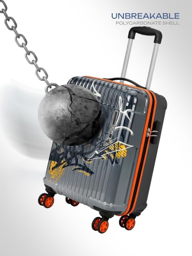 Image of Safari Scrib Cabin 8 Wheels 55cm Carry on Trolley Bag Hard Case Polycarbonate 360 Degree Wheeling System Luggage, Trolley Bags for Travel, Suitcase for Travel, Grey Printed