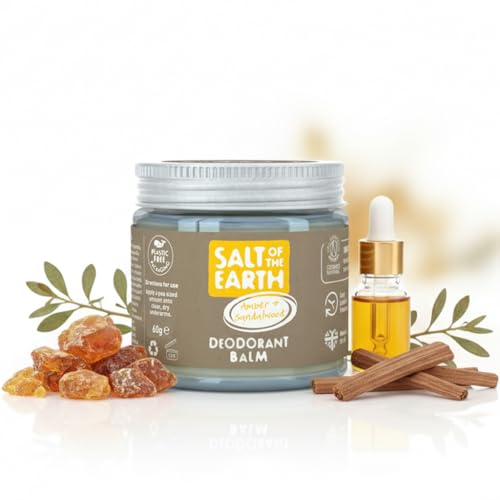 Salt of the Earth - Natural Vegan Deodorant Balm; Long Lasting Protection - Amber & Sandalwood - 60g