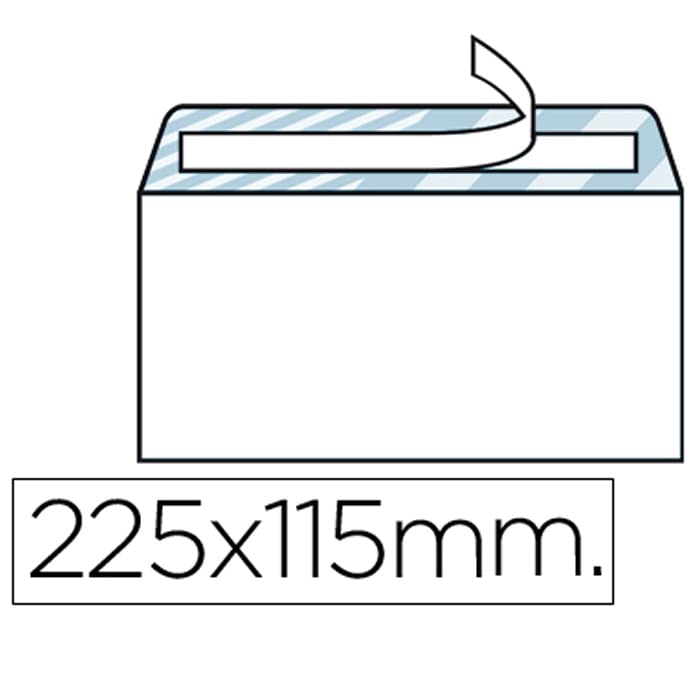 Sobre Americano 115 x 225mm Cierre Autoadhesivo, Apertura Fácil, sin Ventana Caja de 500 color Blanco