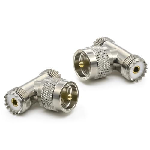 2 Conectores UHF Tee PL259 3 vías para radios y antenas miniatura 6