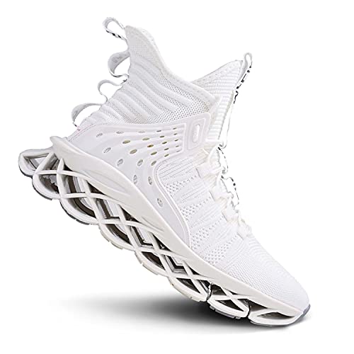 Dudhuh Running Shoes For Men Comfortable Athletic Cross Trainer Casual Walking Fashion Mens Tennis Sock Sneakers White #TOP26