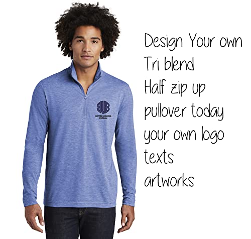 INK STITCH Men ST407 Custom Design Your Own Text logo Stitching Posicharge Tri Blend 1/4 Zip Pullover4