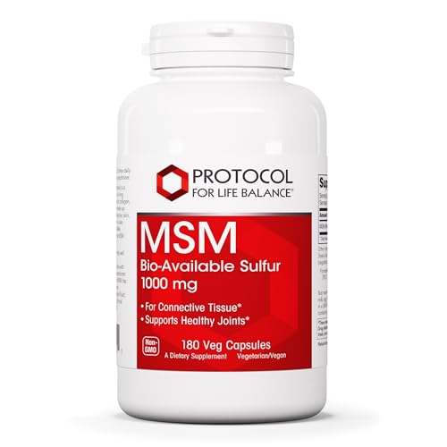 PROTOCOL FOR LIFE BALANCE MSM Bioavailable Sulfur - 1,000mg - Supports Joint Health & Healthy Hair, Skin & Nails* - Vegan & Non-GMO - 180 Veg Capsules