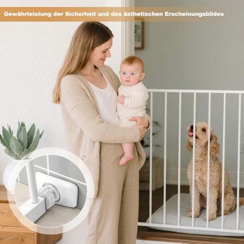 4 Stück Druckschrauben und 4 Sicherheits Wandschutz Pads, Treppenschutzgitter Verlängerung 8-teiliges Set, Gewindestangen für Babygitter ohne Bohren für Haustier Kindergitter Treppengitter