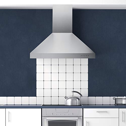 Hauslane | Chef Series Wm-530 30” Wall Mount Range Hood | Base Model | Stainless Steel Wall Chimney | Strong Suction, Six-Layer Aluminum Filters, Changeable Led Lamps, 6” Duct Or Ductless #TOP4