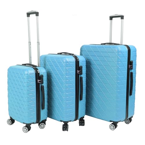 ZJchao 3PCS Luggage Set Spinner Wheel Hardshell Suitcase Lightweight TSA Lock 150kg Load Capacity 20in 24in 28in Travel Luggage Set (Blue)2